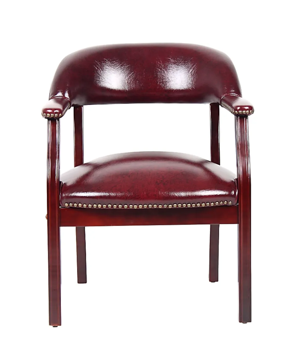 Boss Office Products Traditional Tufted Conference Chair, Oxblood/Mahogany