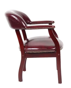 Boss Office Products Traditional Tufted Conference Chair, Oxblood/Mahogany
