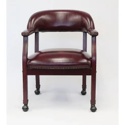 Boss Office Products Traditional Tufted Conference Chair With Casters, Burgundy/Mahogany