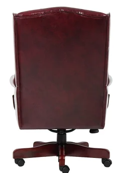 Boss Office Products Traditional Ergonomic High-Back Chair, 44"H, Burgundy/Mahogany