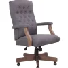 Boss Office Products Tufted Ergonomic Fabric High-Back Office Chair, Slate Gray/Driftwood