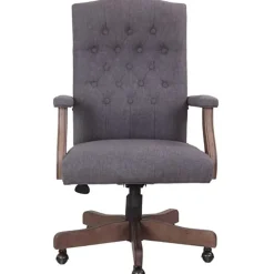 Boss Office Products Tufted Ergonomic Fabric High-Back Office Chair, Slate Gray/Driftwood