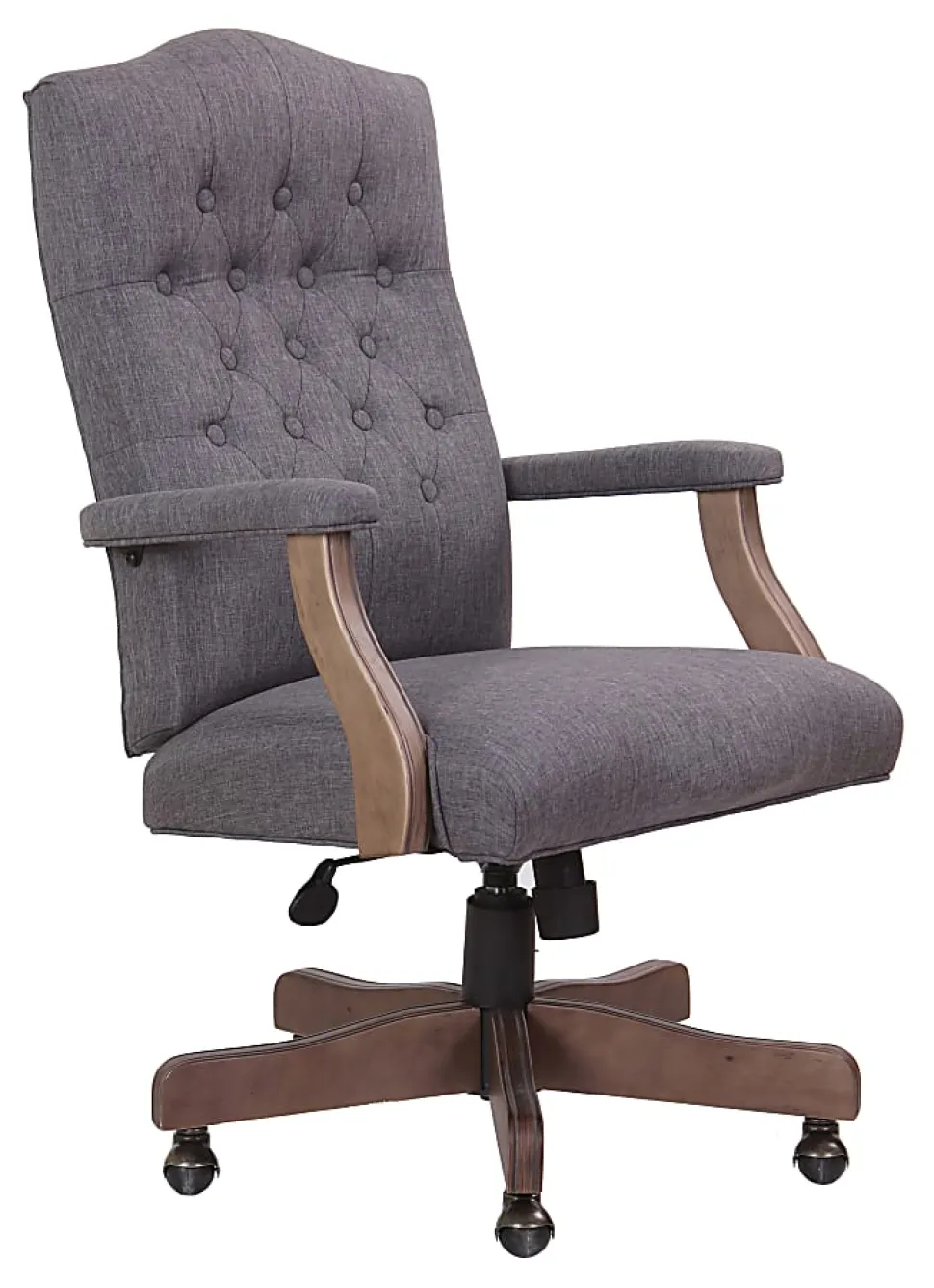Boss Office Products Tufted Ergonomic Fabric High-Back Office Chair, Slate Gray/Driftwood