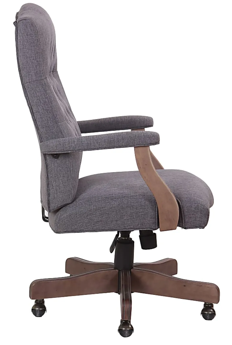 Boss Office Products Tufted Ergonomic Fabric High-Back Office Chair, Slate Gray/Driftwood
