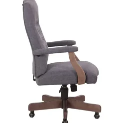Boss Office Products Tufted Ergonomic Fabric High-Back Office Chair, Slate Gray/Driftwood