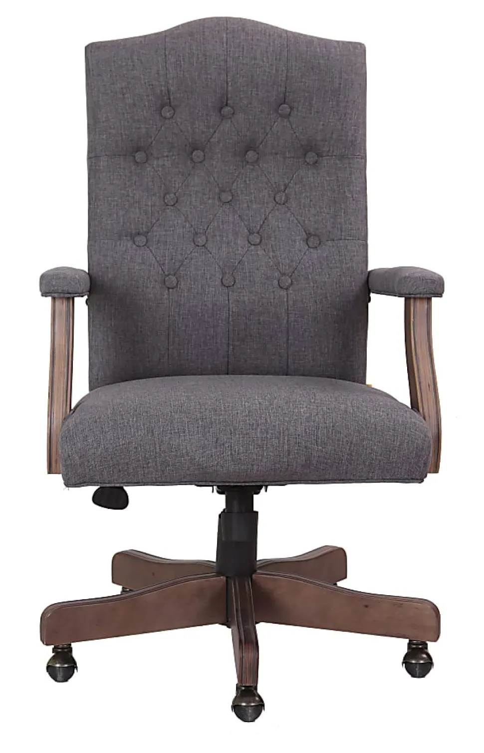 Boss Office Products Tufted Ergonomic Fabric High-Back Office Chair, Slate Gray/Driftwood