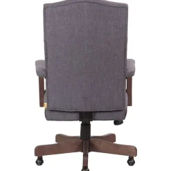 Boss Office Products Tufted Ergonomic Fabric High-Back Office Chair, Slate Gray/Driftwood
