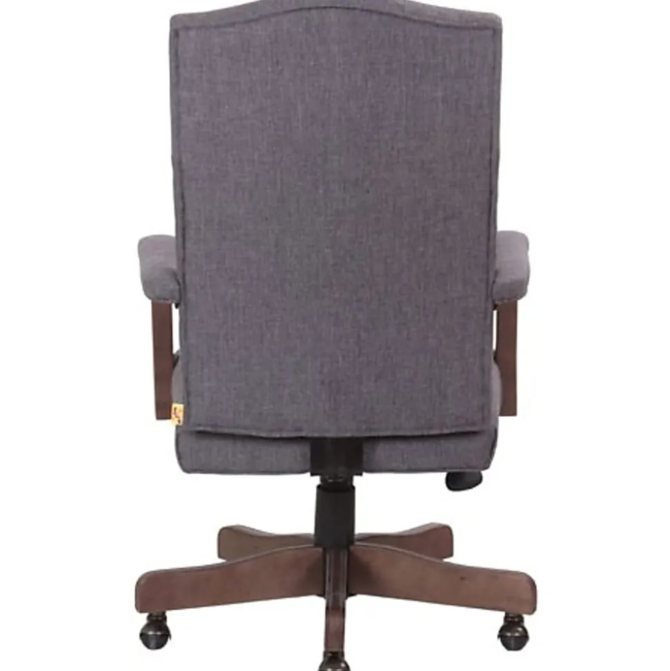 Boss Office Products Tufted Ergonomic Fabric High-Back Office Chair, Slate Gray/Driftwood