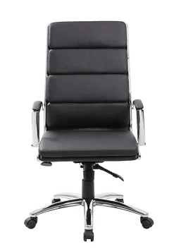 Boss Office Products Vinyl High-Back Chair, Black/Chrome