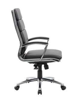 Boss Office Products Vinyl High-Back Chair, Black/Chrome