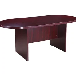 Boss Office Products 71"W Wood Race Track Conference Table, Mahogany