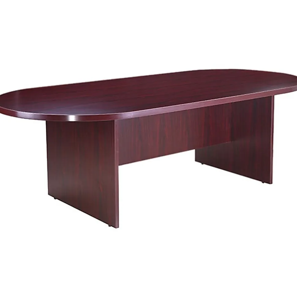 Boss Office Products 95"W Wood Race Track Conference Table, Mahogany