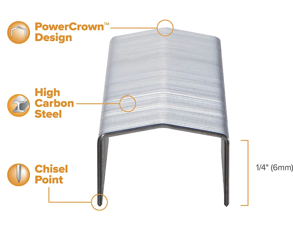 Bostitch® B8® PowerCrown™ Premium Staples, 1/4" Size, Box Of 5,000