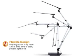 Bostitch® Dual-Swing Arm LED Desk Lamp, 49"H, Black
