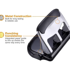Bostitch® EZ Squeeze 3-Hole Punch, Black/Silver