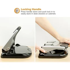 Bostitch® EZ Squeeze 3-Hole Punch, Black/Silver