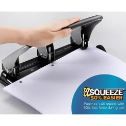 Bostitch® EZ Squeeze 3-Hole Punch, Black/Silver