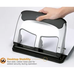 Bostitch® EZ Squeeze 3-Hole Punch, Black/Silver