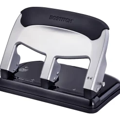 Bostitch® EZ Squeeze 3-Hole Punch, Black/Silver