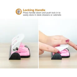 Bostitch® EZ Squeeze™ Three-Hole Punch, InCourage, 12 Sheet Capacity, Pink/White