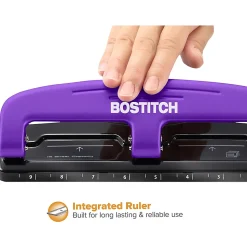 Bostitch® EZ Squeeze™ Three-Hole Punch, 12 Sheet Capacity, Purple