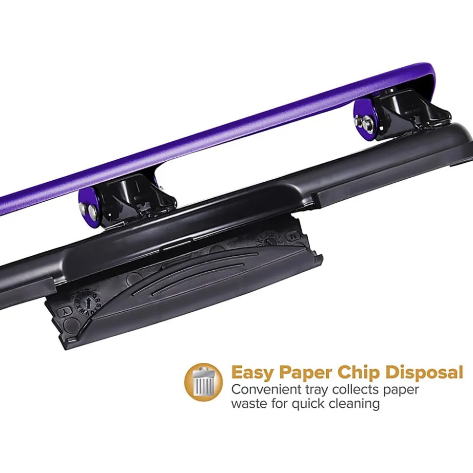 Bostitch® EZ Squeeze™ Three-Hole Punch, 12 Sheet Capacity, Purple