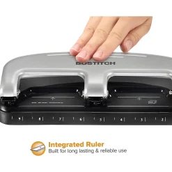 Bostitch® EZ Squeeze™ Three-Hole Punch, 20 Sheet Capacity, Black/Silver