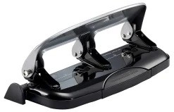 Bostitch® EZ Squeeze™ Three-Hole Punch, 20 Sheet Capacity, Black/Silver
