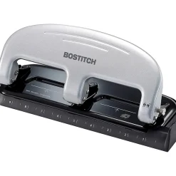 Bostitch® EZ Squeeze™ Three-Hole Punch, 20 Sheet Capacity, Black/Silver