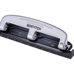 Bostitch® EZ Squeeze™ Three-Hole Punch, 12 Sheet Capacity, Black/Silver