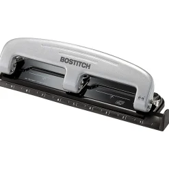 Bostitch® EZ Squeeze™ Three-Hole Punch, 12 Sheet Capacity, Black/Silver