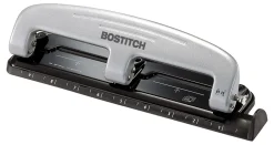Bostitch® EZ Squeeze™ Three-Hole Punch, 12 Sheet Capacity, Black/Silver