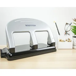 Bostitch® EZ Squeeze™ Three-Hole Punch, 40 Sheet Capacity, Black/Silver