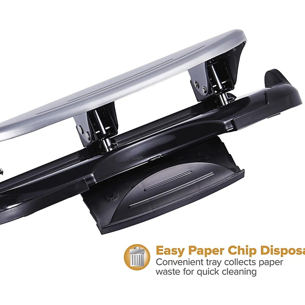Bostitch® EZ Squeeze™ Three-Hole Punch, 40 Sheet Capacity, Black/Silver