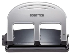 Bostitch® EZ Squeeze™ Three-Hole Punch, 40 Sheet Capacity, Black/Silver