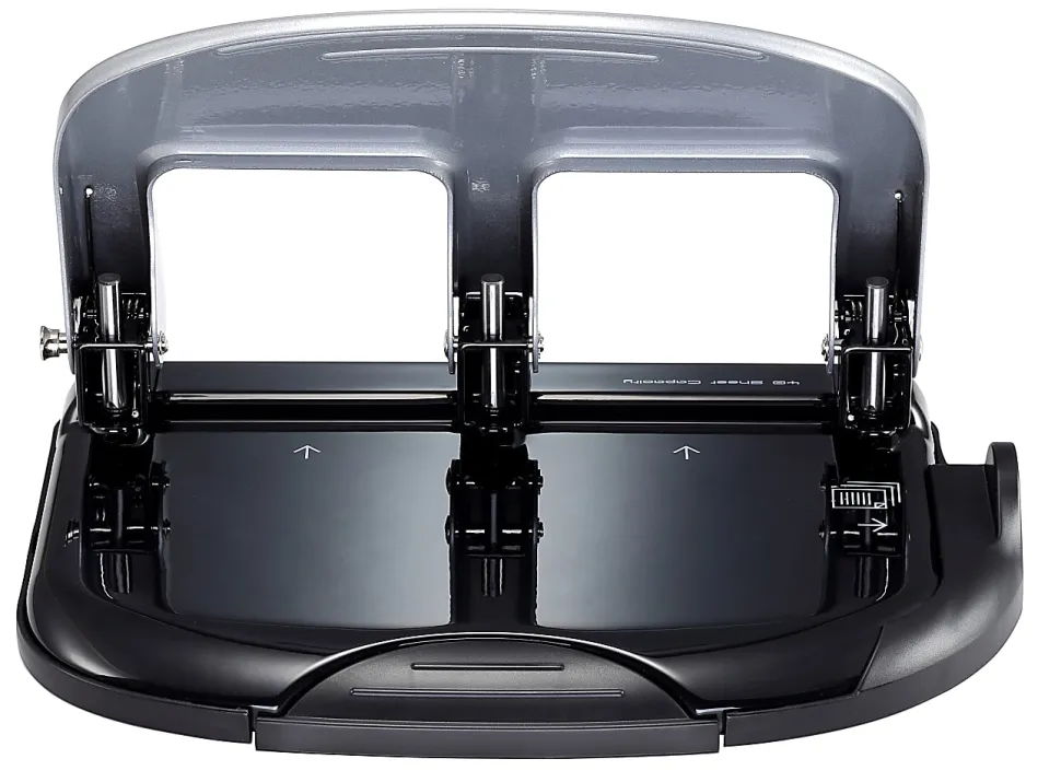 Bostitch® EZ Squeeze™ Three-Hole Punch, 40 Sheet Capacity, Black/Silver