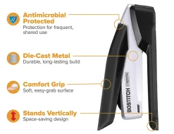 Bostitch® InPower™ Premium Spring-Powered Desktop Stapler, 28 Sheets Capacity, Black/Silver