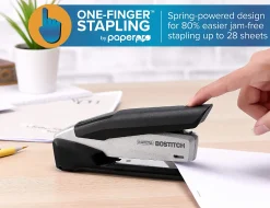 Bostitch® InPower™ Premium Spring-Powered Desktop Stapler, 28 Sheets Capacity, Black/Silver