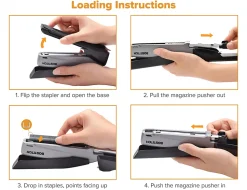 Bostitch InPower Spring Powered Desktop Stapler, 20 Sheet Capacity, Black/Gray