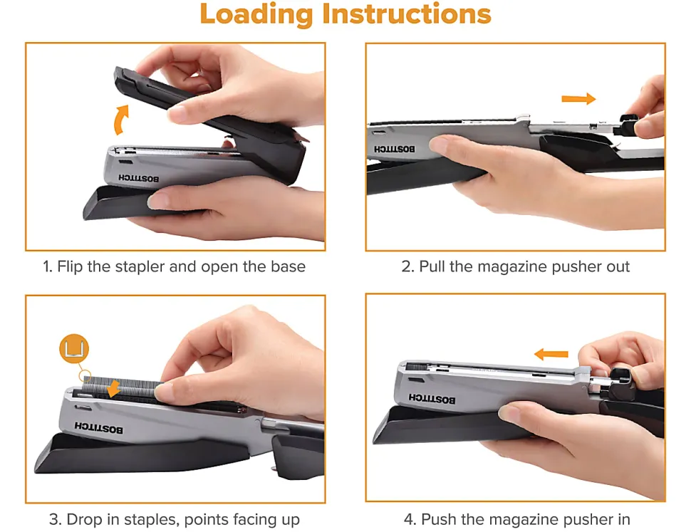 Bostitch InPower Spring Powered Desktop Stapler, 20 Sheet Capacity, Black/Gray