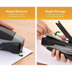 Bostitch InPower Spring Powered Desktop Stapler, 20 Sheet Capacity, Black/Gray