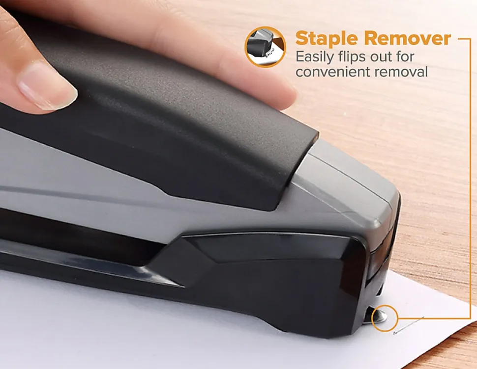 Bostitch InPower Spring Powered Desktop Stapler, 20 Sheet Capacity, Black/Gray