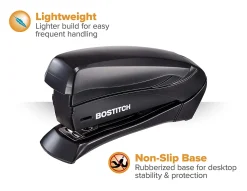 Bostitch® Inspire™ Spring-Powered Compact Stapler, 15 Sheet Capacity, Black