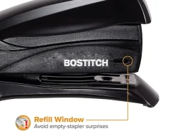 Bostitch® Inspire™ Spring-Powered Compact Stapler, 15 Sheet Capacity, Black