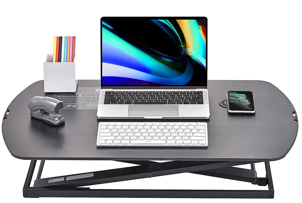 Bostitch® Manual Standing Desk Riser, 15-3/4"H x 31"W x 22"D, Black