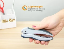 Bostitch Office EZ Squeeze One-Hole Punch, 10-Sheet Capacity, Lightweight, Gray/Blue