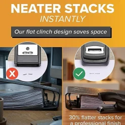 Bostitch® Office Flat Clinch Stapler, 2-5/8"H x 1-3/8"W x 4-3/8"D, Black
