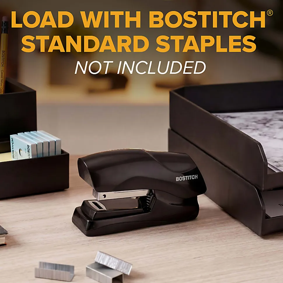 Bostitch® Office Flat Clinch Stapler, 2-5/8"H x 1-3/8"W x 4-3/8"D, Black