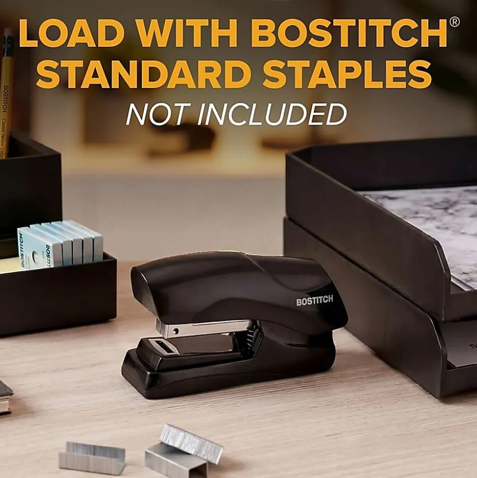 Bostitch® Office Flat Clinch Stapler, 2-5/8"H x 1-3/8"W x 4-3/8"D, Black