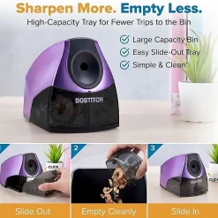 Bostitch Personal Electric Pencil Sharpener - 4" Width x 8.3" Depth - Purple - 1 Each